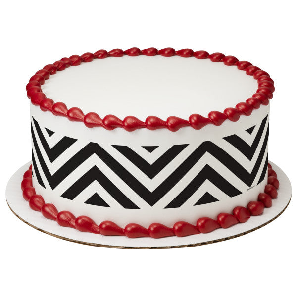 Black & White Chevron Edible Cake Topper Image Strips