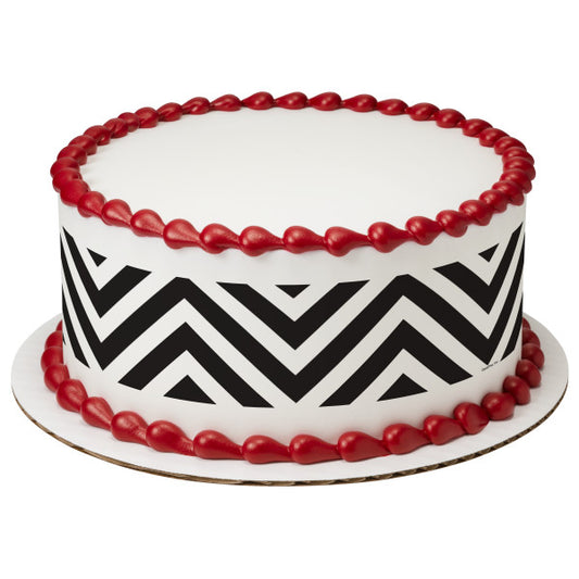 Black & White Chevron Edible Cake Topper Image Strips