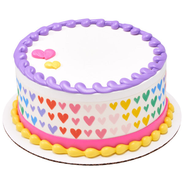 Bright Rainbow Hearts Edible Cake Topper Image Strips