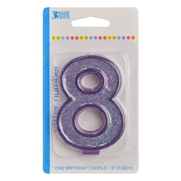 8 Glitter Numeral Candle