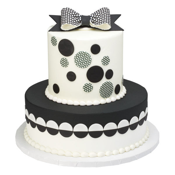 Black & White Fondant Dot Flower Cake Design