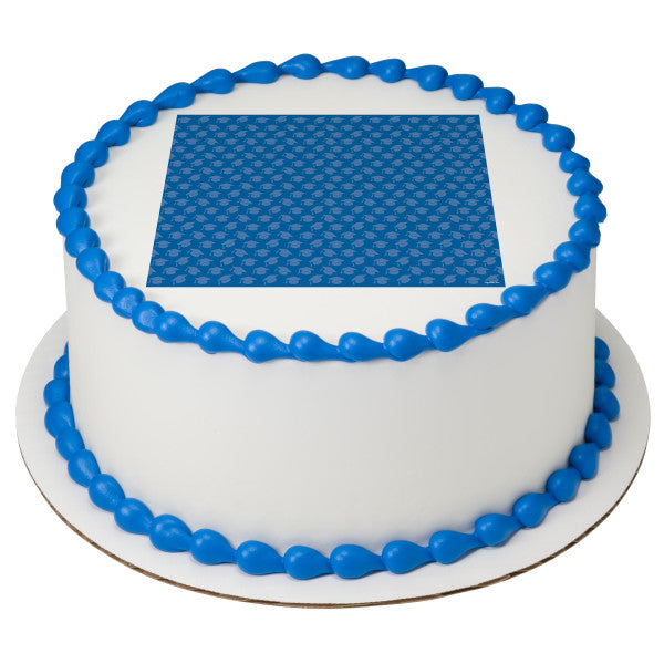 Blue Grad Hats Edible Cake Topper Image