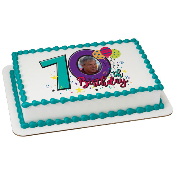 Happy 70th Birthday Edible Caker Topper Frame