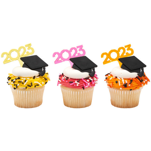 Black Grad Hat Cupcake Rings