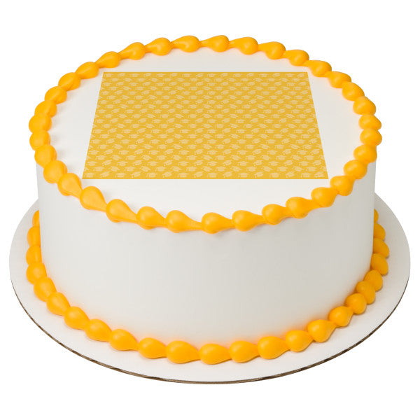 Yellow Grad Hat Edible Cake Topper Image