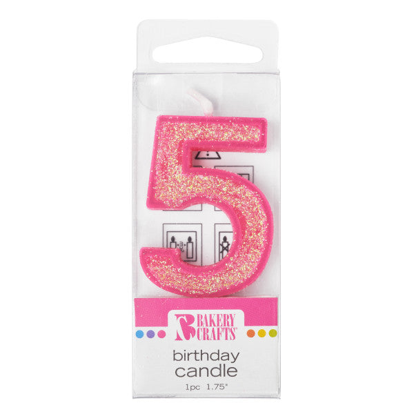 5 Mini Glitter Numeral Candle