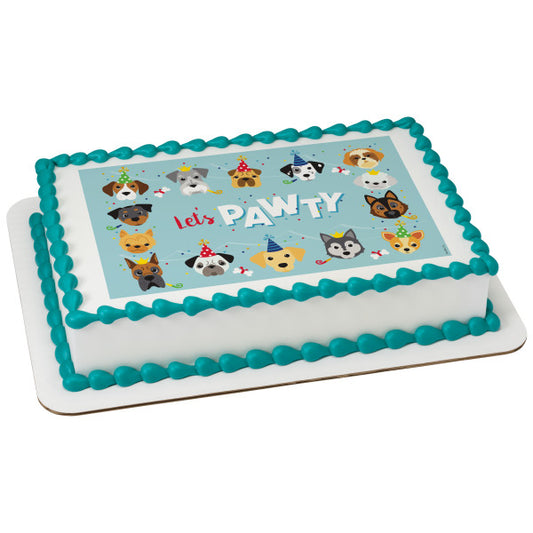 Let's Pawty Edible Cake Topper Image