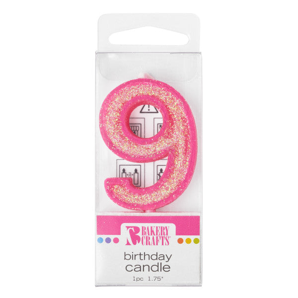 9 Mini Glitter Numeral Candle