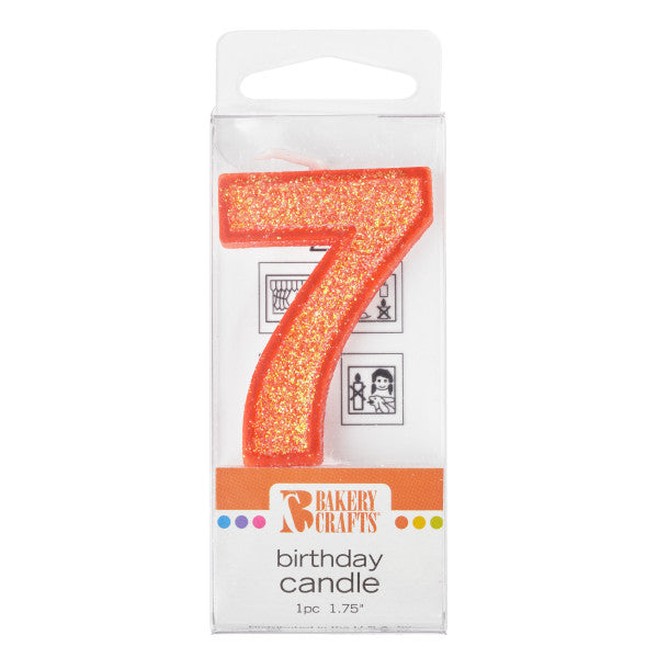 7 Mini Glitter Numeral Candle