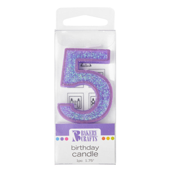 5 Mini Glitter Numeral Candle