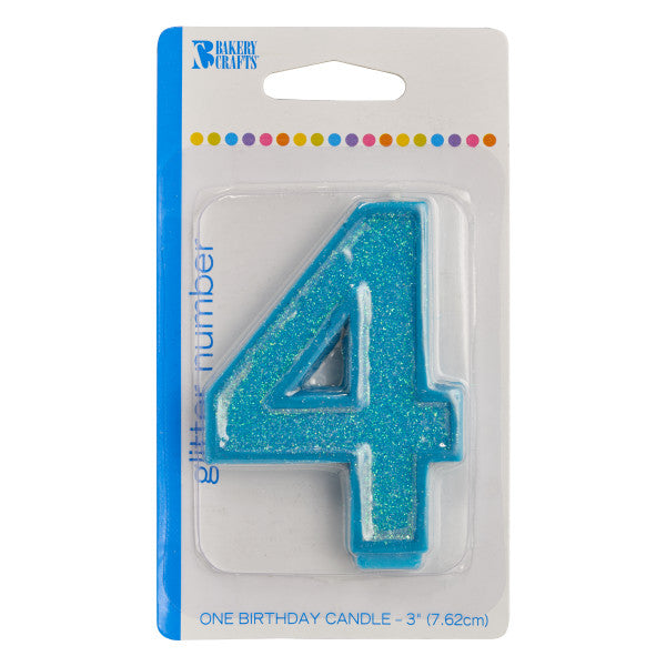 4 Glitter Numeral Candle