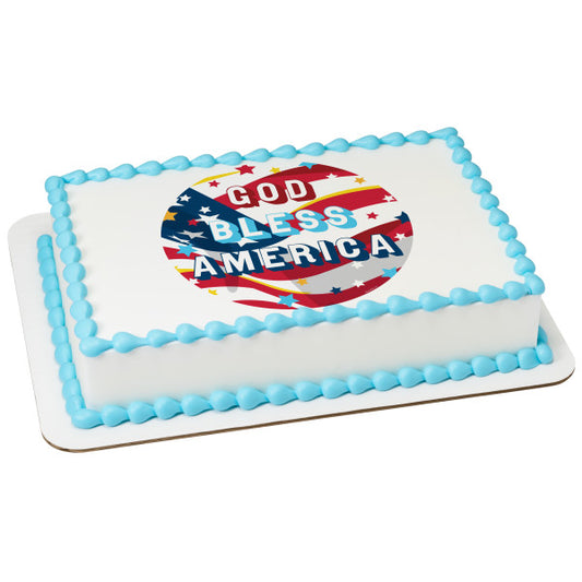 God Bless America Edible Cake Topper Image