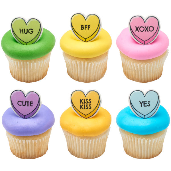 Candy Hearts Cupcake Rings