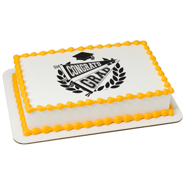 Congrats Grad Pennants Edible Cake Topper Image