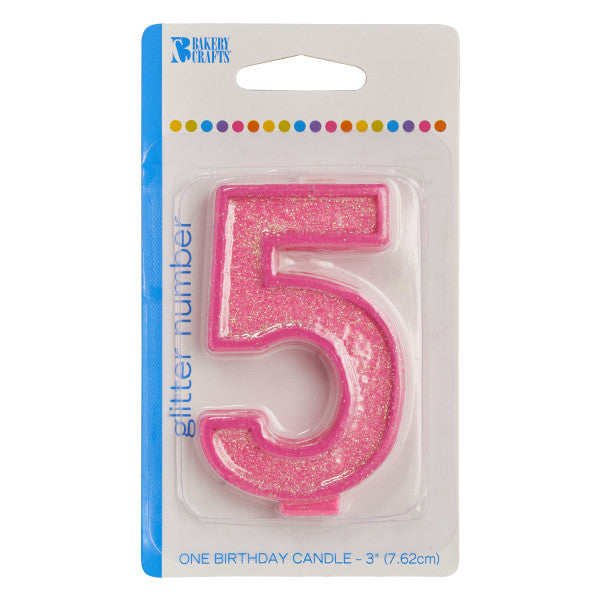 5 Glitter Numeral Candle