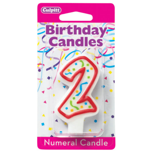 2 Party Red Numeral Candles