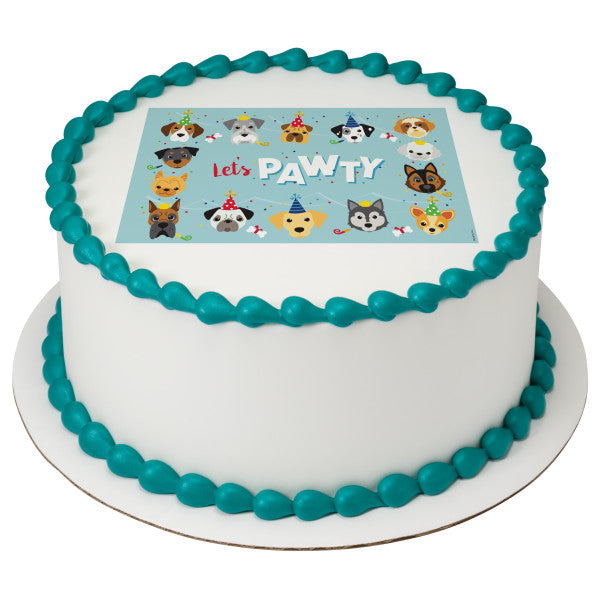 Let's Pawty Edible Cake Topper Image