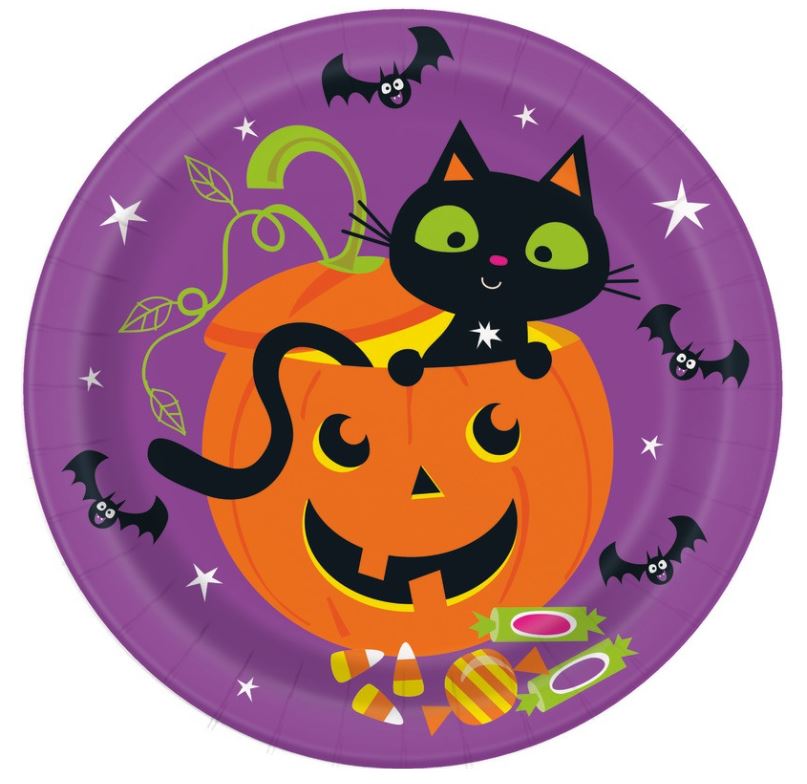 Cat & Pumpkin 9" Plates