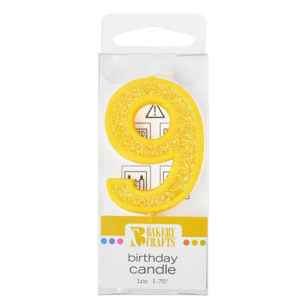 9 Mini Glitter Numeral Candle