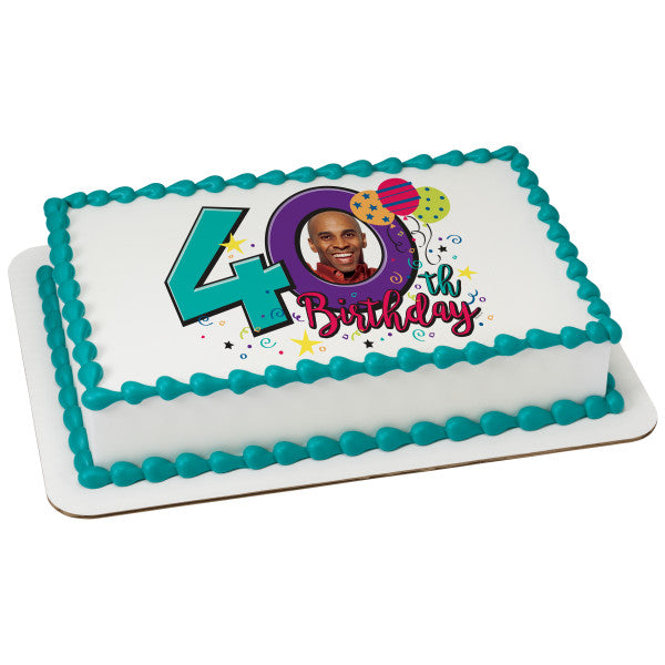 Happy 40th Birthday Edible Caker Topper Frame