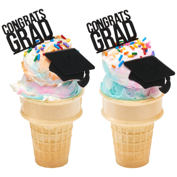 Black Grad Hat Cupcake Rings