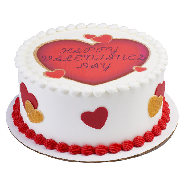 Red Hearts Edible Cake Topper Image