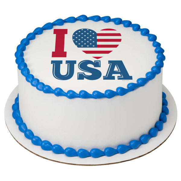 Celebrate America I Love USA Imagen comestible para decoración de tartas